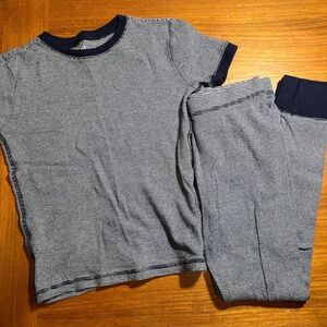 Gap Kids Pinstripe Short Sleeve Pajama Set Navy Blue White 10